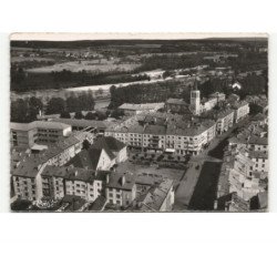 CHARMES: l'hôtel de ville, l'église et la rue maurice barrès vue aérienne 10x15 - très bon état