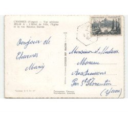 CHARMES: l'hôtel de ville, l'église et la rue maurice barrès vue aérienne 10x15 - très bon état