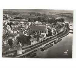 GIVET: tour victoire-l'église l'hôtel de ville douane des bateaux vue aérienne 10x15 - état