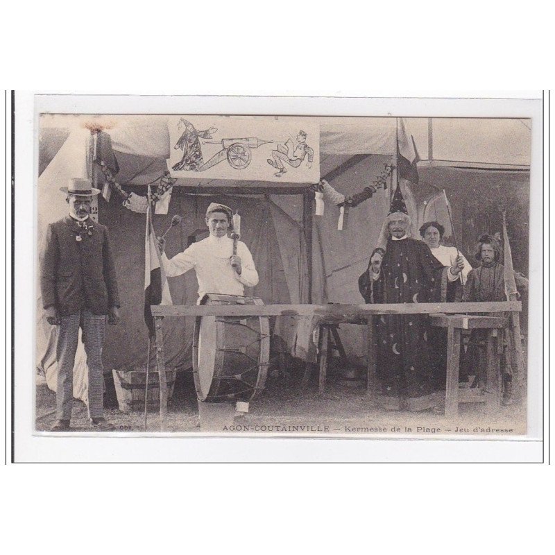 AGON-COUTAINVILLE : kermesse de la plage, jeu d'adresse (recollée) - etat