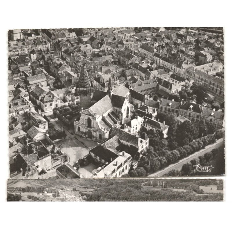 BAR-sur-AUBE: l'église saint-maclou XIIe et XIVe siècle vue aérienne 10x15 - très bon état