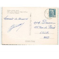 BAR-sur-AUBE: l'église saint-pierre et le boulevard gambetta vue aérienne 10x15 - très bon état
