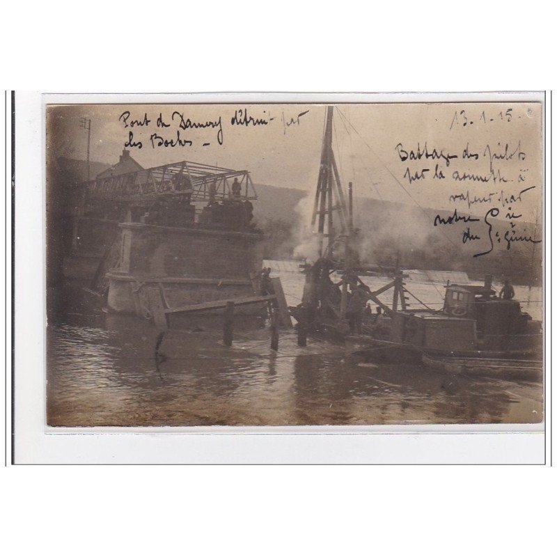 MARNE : carte photo - pont détruit par des allemands (WW1) - tres bon etat