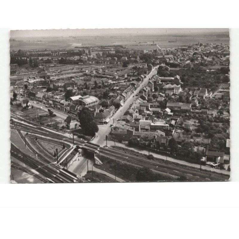 TERGNIER: les ponts du chemin de fer la rue de la gare vue aérienne 10x15 - très bon état