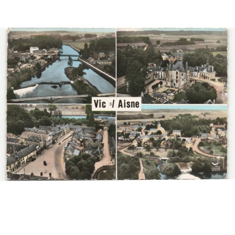 VILLERS-COTTERETS: place du ducoteur mouflier l'église ert le château françois 1er vue aérienne 10x15 - état