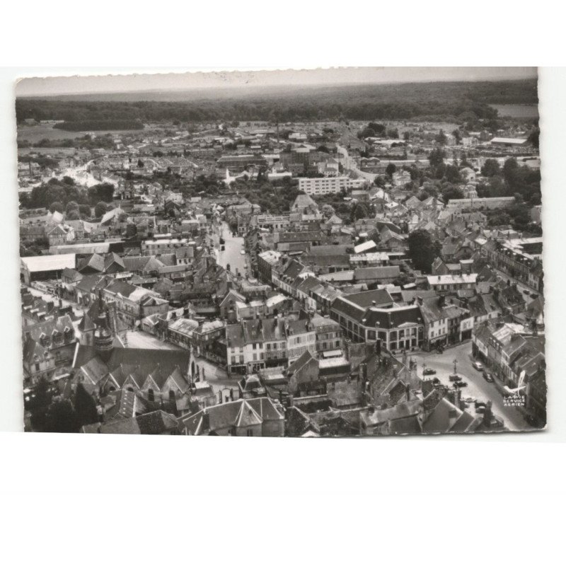 VILLERS-COTTERETS: la poste, rue du général mangin et vue panoramique vers la gare vue aérienne 10x15 - très bon état