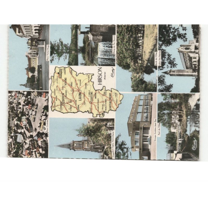 HIRSON: 8 vues vue aérienne 10x15 - état