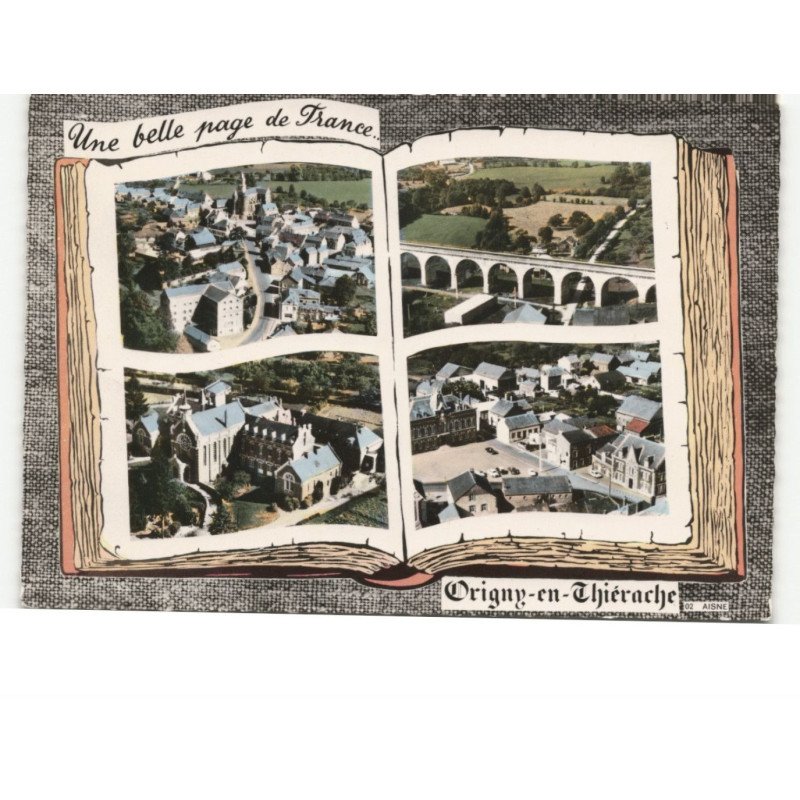 ORIGNY-en-THIERACHE: une belle page de france, 4 vues vue aérienne 10x15 - très bon état