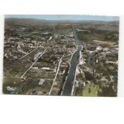 CHAUNY: vue générale, le canal de saint-quentin, la voie ferrée vue aérienne 10x15 - très bon état