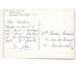 CHAUNY: vue générale, le canal de saint-quentin, la voie ferrée vue aérienne 10x15 - très bon état