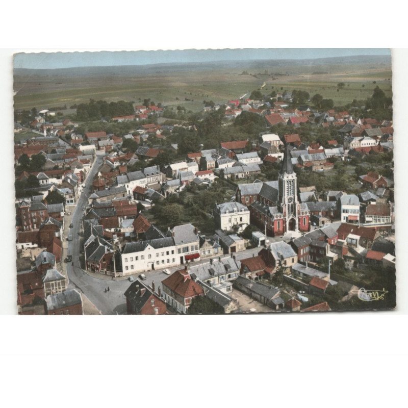 FRESNOY-le-GRAND: place de gaulle vue aérienne 10x15 - état