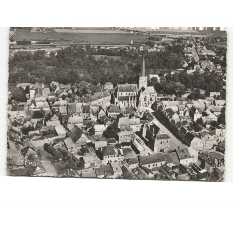 MARLE: la mairie et l'église vue aérienne 10x15 - état