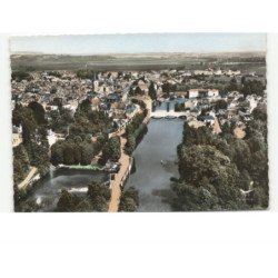 BAR-sur-AUBE: la promenade des chevillottes et le nouveau pont d'aube vue aérienne 10x15 - très bon état