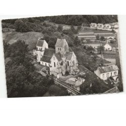 SEPTVAUX: l'église (monument historique XIIe siècle) vue aérienne 10x15 - très bon état