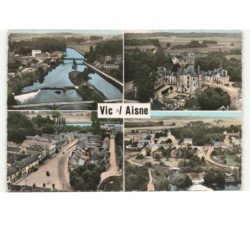 VILLERS-COTTERETS: place du ducoteur mouflier l'église ert le château françois 1er vue aérienne 10x15 - état