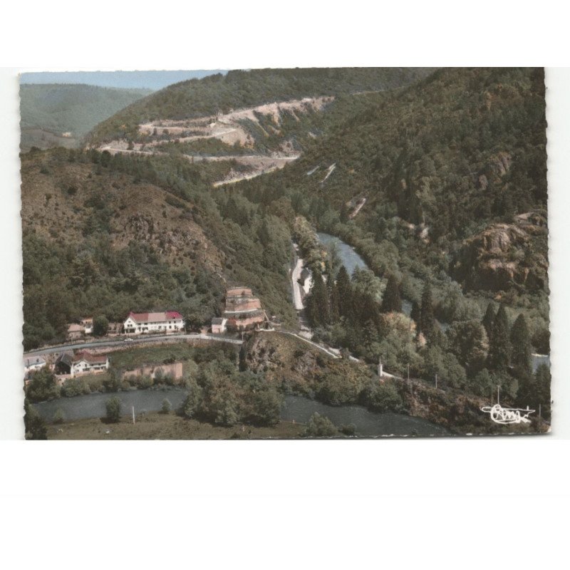 CHATEAUNEUF-les-BAINS: gorges de la sioule et la nouvelle route de blot-l'église vue aérienne 10x15 - très bon état