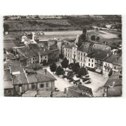 PONCIN: la mairie et la place vue aérienne 10x15 - très bon état