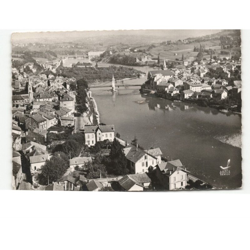 SEYSSEL: vue panoramique sur le rhône et les deux seyssel vue aérienne 10x15 - très bon état