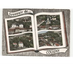 COLIGNY: 4 vues, souvenir de... vue aérienne 10x15 - état