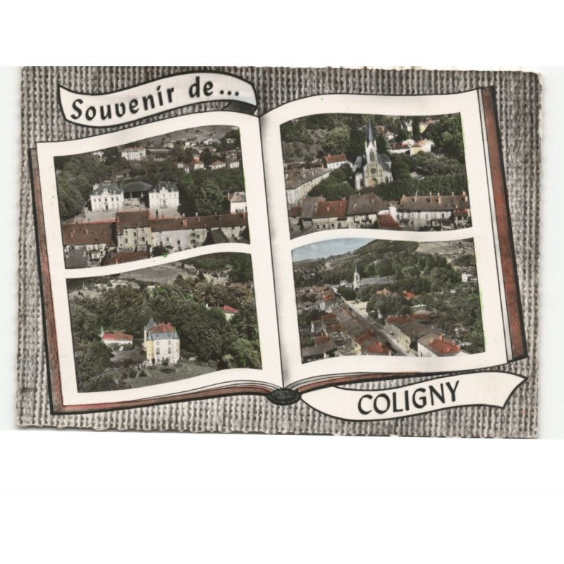 COLIGNY: 4 vues, souvenir de... vue aérienne 10x15 - état