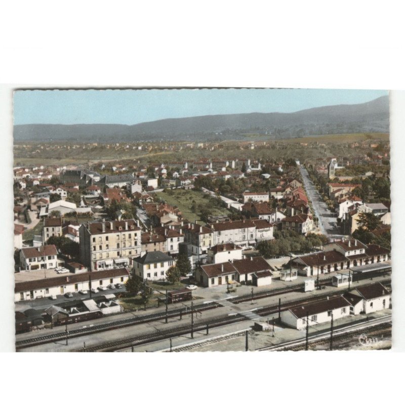AMBERIEU-en-BUGEY: quartier de la gare vue aérienne 10x15 - état