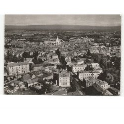 BOURG-en-BRESSE: rue d'alsace-lorraine, la préfecture la caisse d'épargne église vue aérienne 10x15 - (timbre arraché)