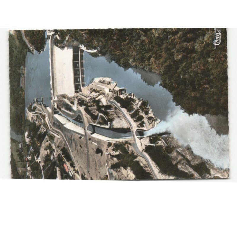 GENISSIAT: vue d'ensemble barrage et canal évacuateur vue aérienne 10x15 - état