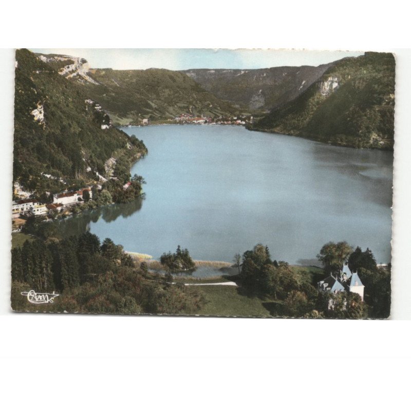 NANTUA: vue panoramique, le lac au fond nantua vue aérienne 10x15 - très bon état