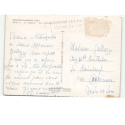 DIVONNE-les-BAINS: le château vue aérienne 10x15 - état (timbre arraché)