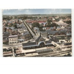 CHAUNY: la gare et le boulevard gambetta vue aérienne 10x15 - très bon état