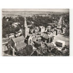 CHAUNY: l'église saint-martin et place de l'hôtel de ville vue aérienne 10x15 - très bon état