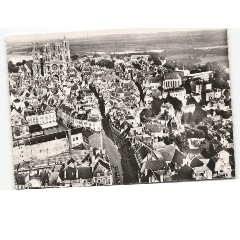 LAON: centre ville, rue du bourg vue aérienne 10x15 - très bon état