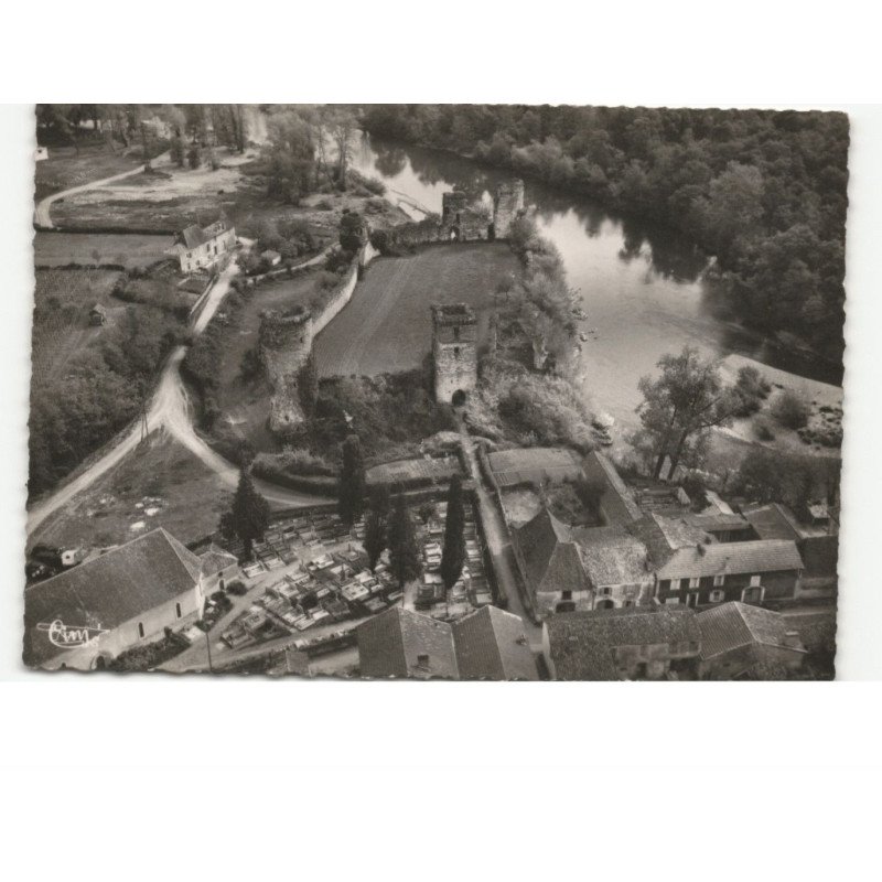 PUYOO: ruines du château de jeanne d'albret et le gave de pau vue aérienne 10x15 - très bon état
