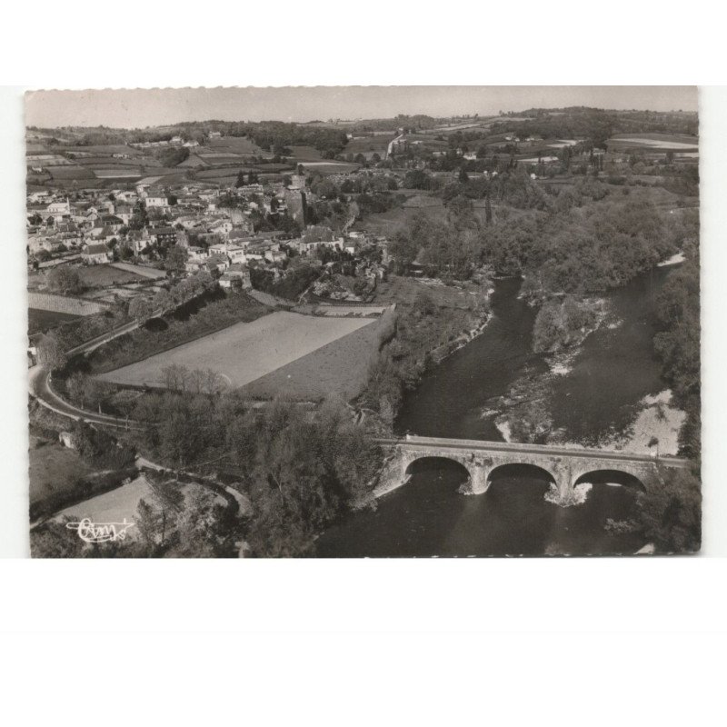 SAUVETERRE-de-BEARN: vue générale et le gave vue aérienne 10x15 - très bon état