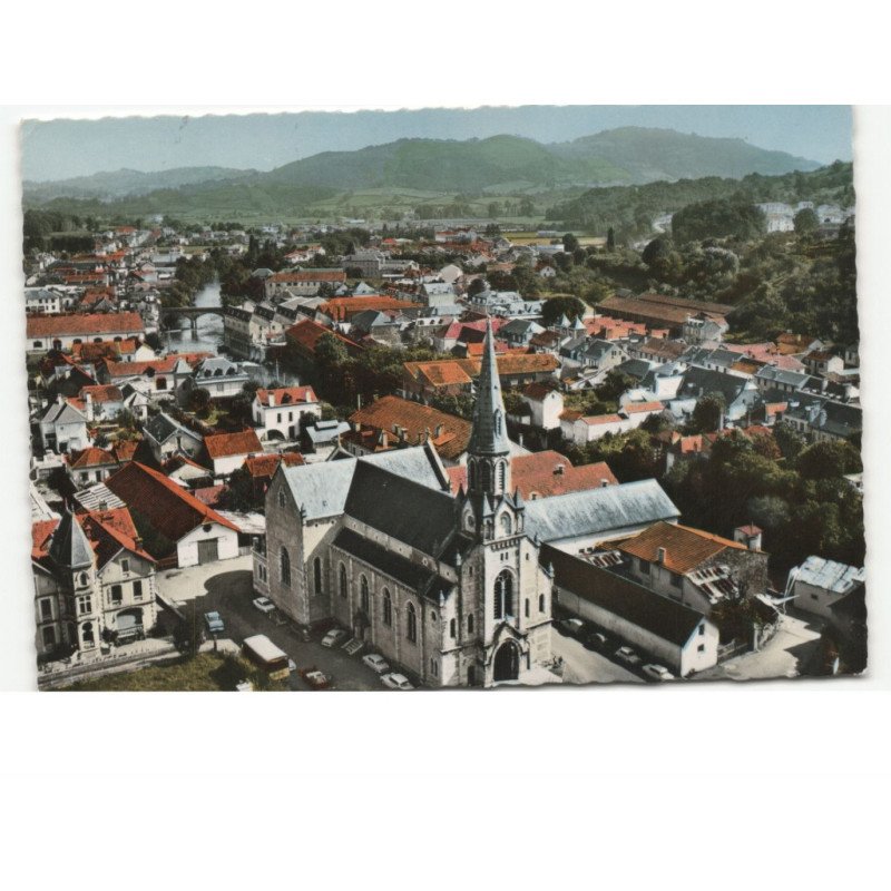 MAULEON-SOULE: église saint-jean-baptiste vue aérienne 10x15 - très bon état