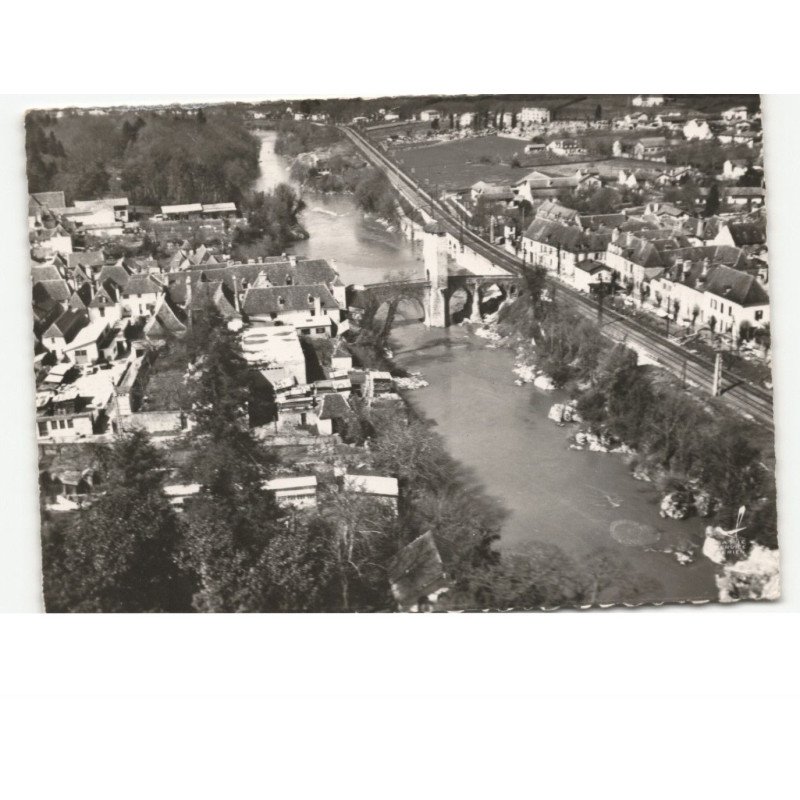 ORTHEZ: vieux pont du XIIIe siècle, le gave vue aérienne 10x15 - très bon état