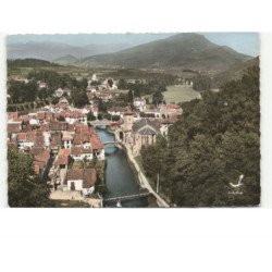SAINT-JEAN-de-PIED-de-PORT: ponts sur la nive, au fond, montagnes de baïgorry vue aérienne 10x15 - très bon état