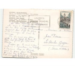 LOURDES: la basilique et le gave vue aérienne 10x15 - état