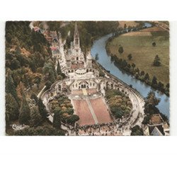 LOURDES: la basilique et le gave vue aérienne 10x15 - très bon état
