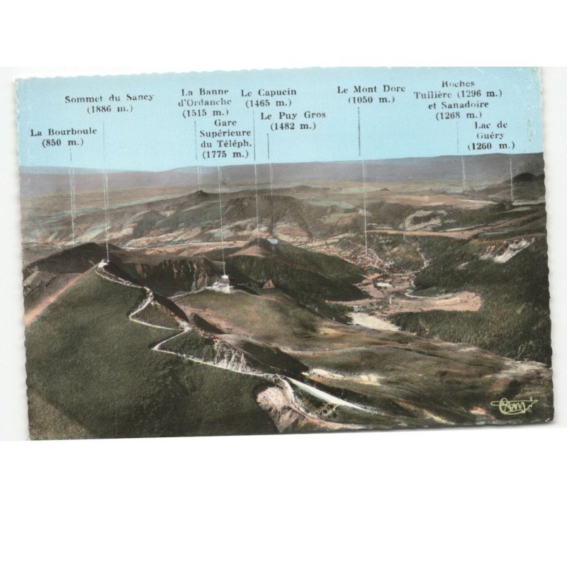 LE PUY-de-SANCY: la chaîne des monts-dore vue aérienne 10x15 - très bon état