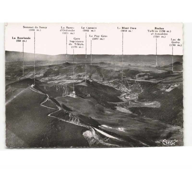 LE PUY-de-SANCY: la chaîne des monts-dore vue aérienne 10x15 - très bon état