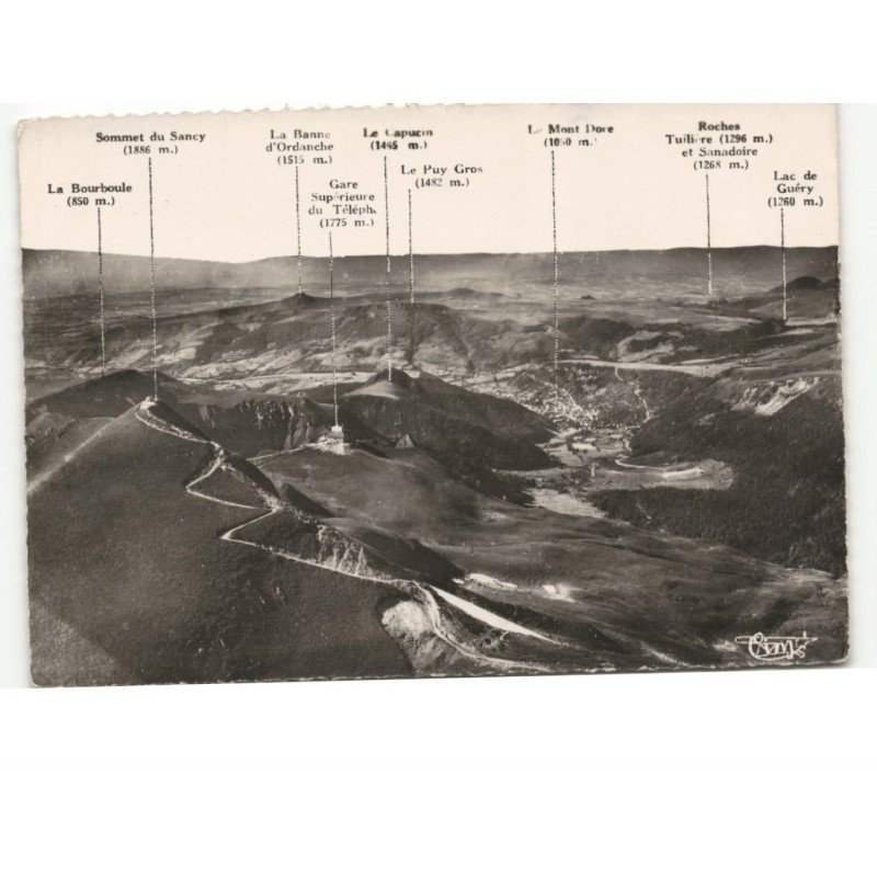 LE PUY-de-SANCY: chaîne des monts-dore vue aérienne 10x15 - très bon état