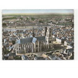 ORLEANS: la cathédrale sainte-croix la loire vue aérienne 10x15 - très bon état