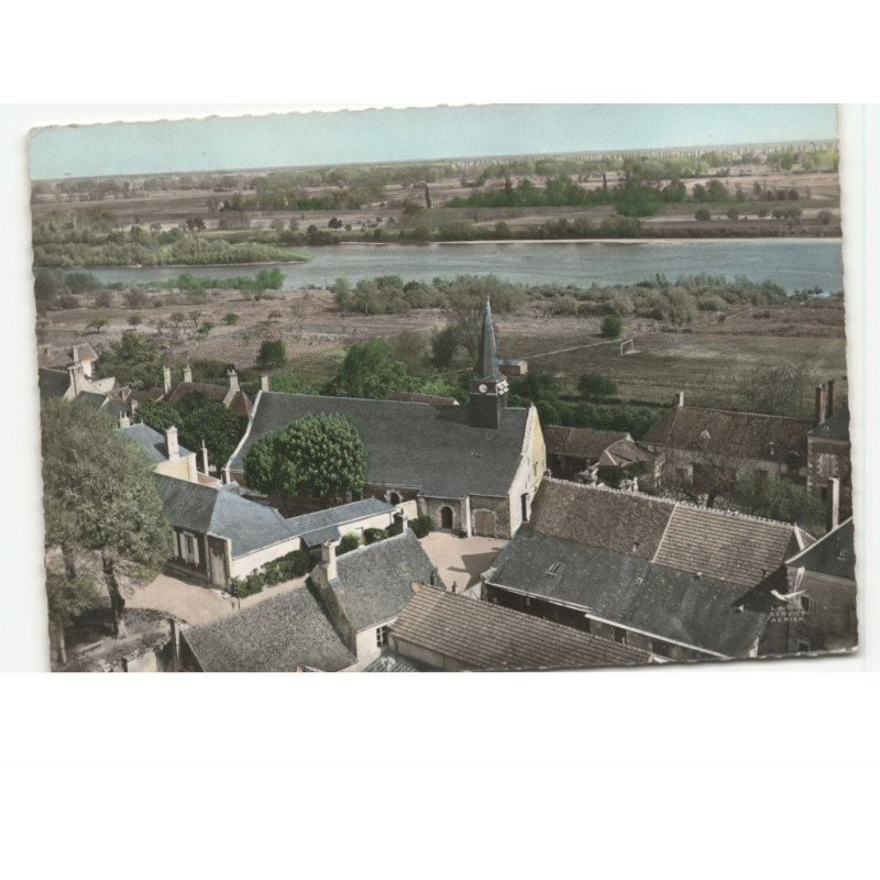 SAINT-AY: l'église et vue sur la loire vue aérienne 10x15 - très bon état