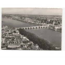 GIEN: vue générale et le pont sur la loire vue aérienne 10x15 - très bon état