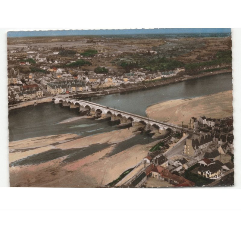 GIEN: le pont et la loire vue aérienne 10x15 - très bon état