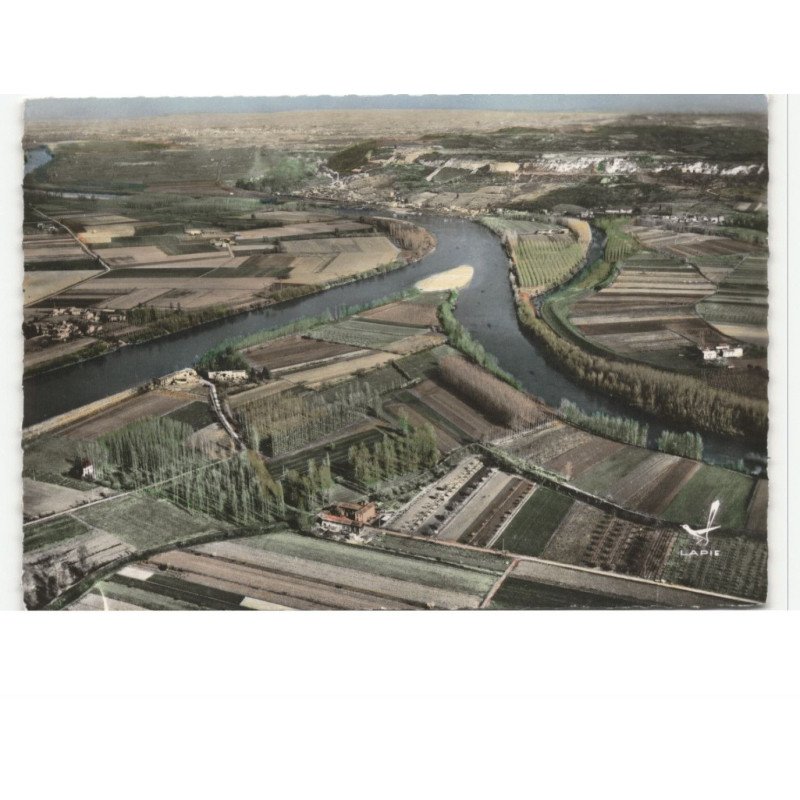 AIGUILLON: le confluent du lot et de la garonne vue aérienne 10x15 - très bon état