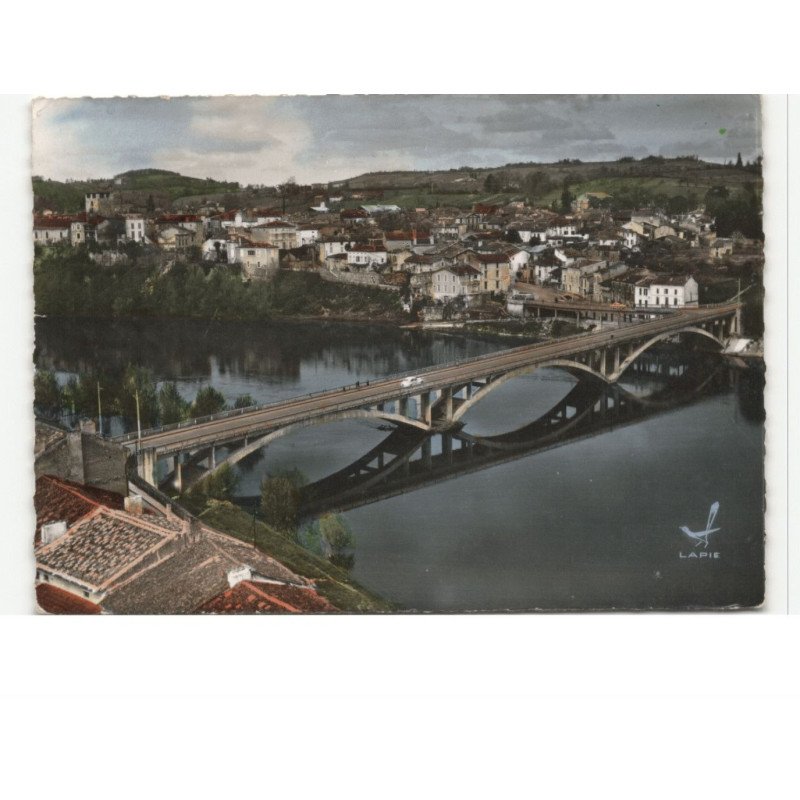 CLAIRAC: le pont et vue panoramique vue aérienne 10x15 - très bon état