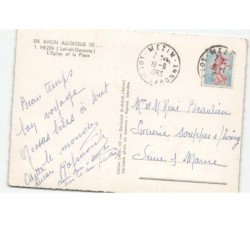 MEZIN: l'église et la place vue aérienne 10x15 - très bon état