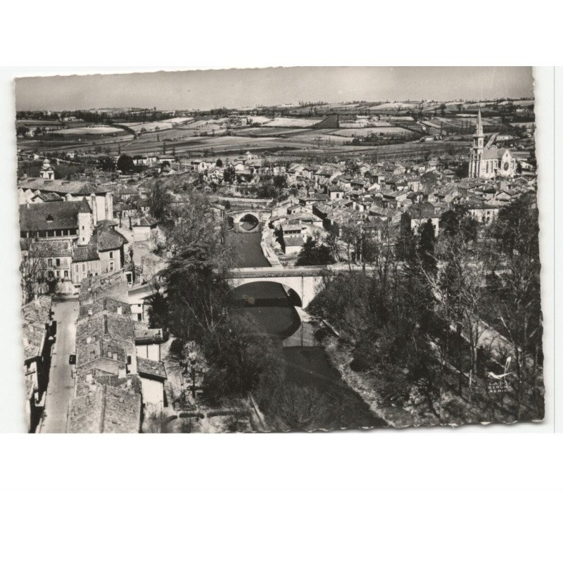 NERAC: les deux ponts sur la baïse et vue générale vue aérienne 10x15 - très bon état